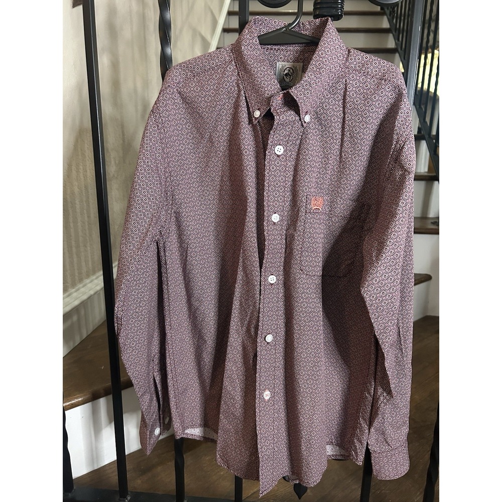 Boy's Size M (10) Cinch Western Shirt Long Sleeves Button Up Crest Logo
